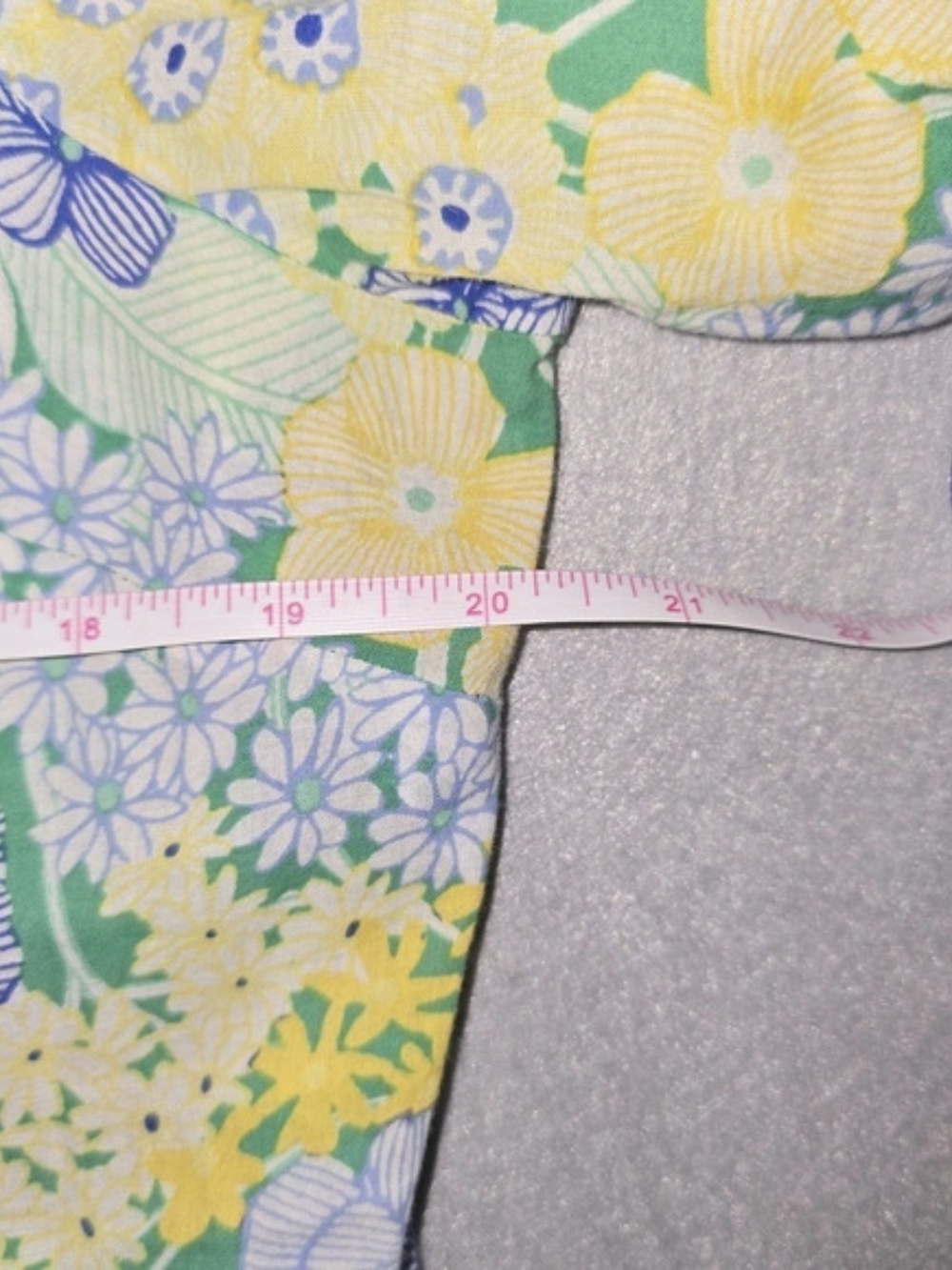 Talbots Floral Cotton Blouse in Green & Blue Size Large Bubble Long Sleeve Light - Picture 6 of 8